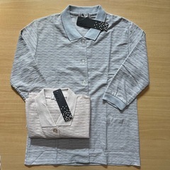 新品 B格品 婦人シニア 長袖・七分袖 前開きポロシャツ 6点セット フリーサイズの画像
