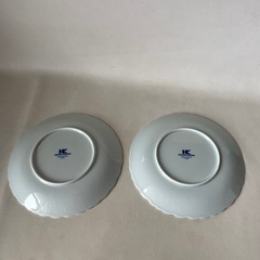NIKKO ニッコー HIROKO KOHINO コシノヒロコ 大皿 盛皿 オードブル皿 刺身皿 直径 28㎝ 芍薬 青白磁 2枚セット 日本製 中古品  の画像