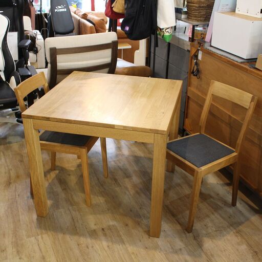 855)【美品】無印良品 ダイニング3点セット 木製テーブル 引出付