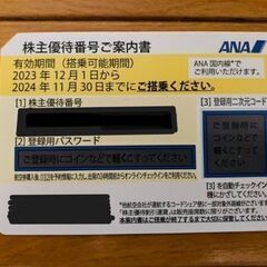 【１枚500円】ANA株主優待券　2024年11月30日使用期限...