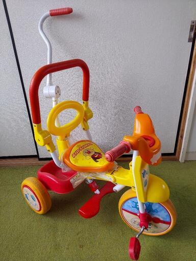 ★アンパンマン三輪車【純正品】保護者がレバーで走行操作できます