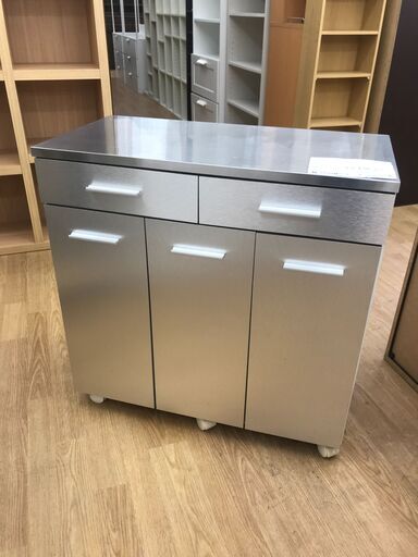 ★ジモティ割あり★  レンジ台 シルバー H71×W71×D36 クリーニング済み KJ6368