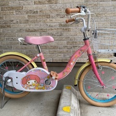 マイメロ子供用自転車補助輪付き