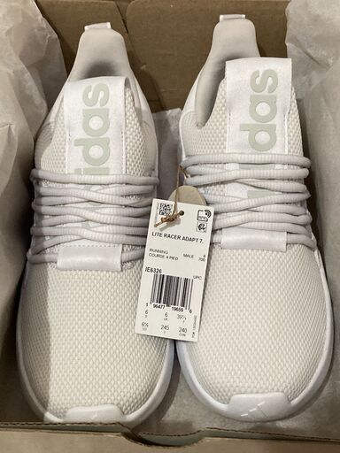 【未使用・新品】Adidasアディダス スリッポン スニーカー Lite Racer Adapt 7.0 (海外モデル) メンズ 24.5cm 白
