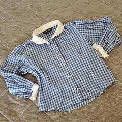 COMME CA ISM 長袖 シャツ 90 ブルー チェック