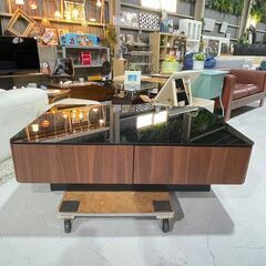 ★Meuble★モーブル 大塚家具取扱 センターテーブル W120cm リビング ローテーブル ガラス天板 ウォルナット