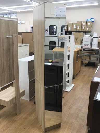 ★ジモティ割あり★  ミラー付き収納棚  H183×W29×D42 クリーニング済み KJ6371