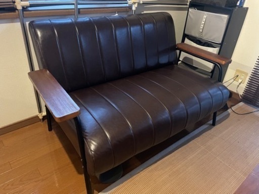 ニトリ　オシャレ レザー 2人用ソファ　Nシールド ステイン2KD DBR