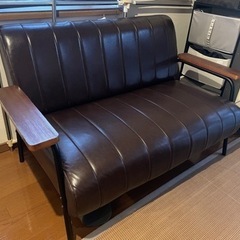 ニトリ　オシャレ レザー 2人用ソファ　Nシールド ステイン2KD DBRの画像