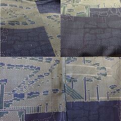 【中古品】【長期保管品】　着物　緑濃淡地　柄入りの画像