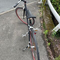 自転車　No.1690　クロスバイク　reunion 510　ブラック/レッド　28インチ　※シフター故障(2～4段のみ)【リサイクルショップどりーむ鹿大前店】の画像