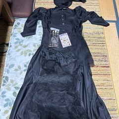 ❣️ハロウィン コスプレ 魔女 ５点セット 黒 ワンピ ース 仮...