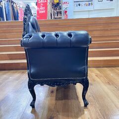 家具 生活家具 カウチソファー　ロココ調　ブラックの画像
