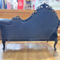 家具 生活家具 カウチソファー　ロココ調　ブラックの画像