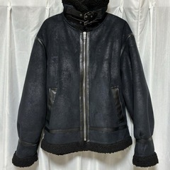 エモダ　フェイクレザー　ボア　コート　ブラックの画像