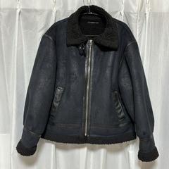 エモダ　フェイクレザー　ボア　コート　ブラックの画像