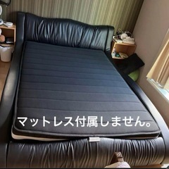ダブルベッドフレーム　黒レザーの画像