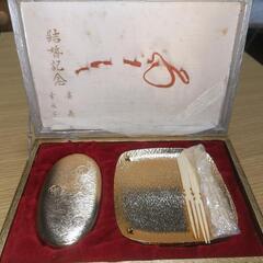 茶道具　小判型　楊枝入れ　菓子皿　楊枝　セット　縁起物　招福　開運