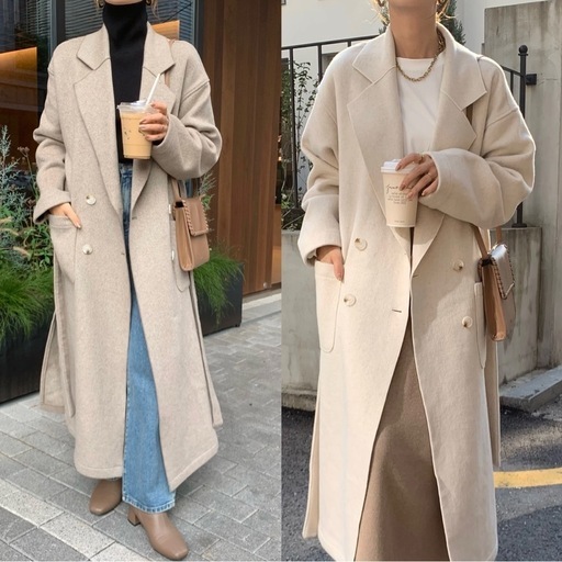 BLATE リバータッチウールダブルロングガウンコート