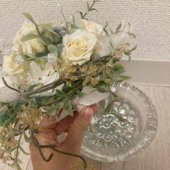 【フラワーアレンジメント】ブリザードフラワー　ローズ　ホワイトローズ　の画像
