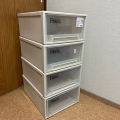 Fits 収納ボックス 衣装ケース　スタッキング　4個　透明 プ...