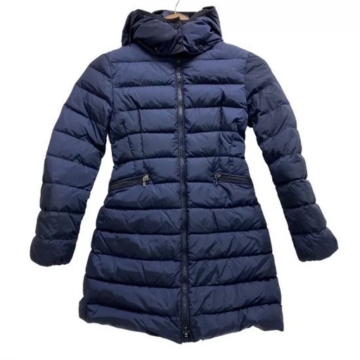 美品モンクレール ナイロンCHARPALダウンジャケットネイビーロング140Cm