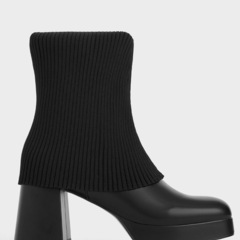 CHARLES & KEITH ニットソックスアンクルブーツ（2...