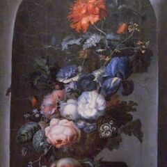 クラシカルな壁飾り 薔薇の花々 木製額縁 42×51.5cmの画像
