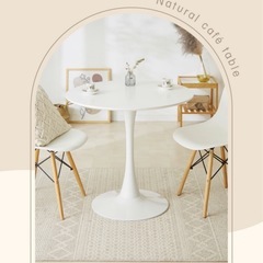 カフェテーブル　ホワイトテーブル　丸テーブル　直径60cmの画像