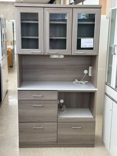 ★ジモティ割あり★ 福山木工所 レンジボード グレー H180×D39×W100 クリーニング済み TJ8903