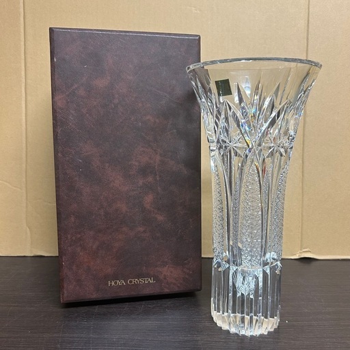 k1004608  HOYA ホーヤ ホヤ クリスタル ガラス 花瓶 フラワースタンド 日本製 フラワーベース グラス 花器 中古品 現状品