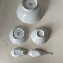 丸誠陶苑 中華食器セット 20点セット ラーメン鉢 スープ茶碗 小皿 蓮華 蓮華置き 5客 4セット 中古品の画像
