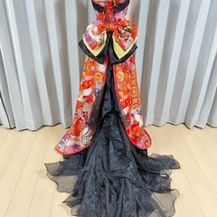 和ドレス　色打掛　レース　ドレス　着物　ウェディング　オートクチュールの画像