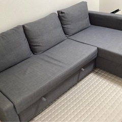 【IKEA】フリーヘーテン コーナーソファベッド 収納付き ダークグレーの画像