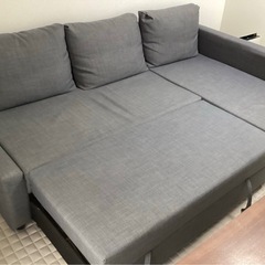 【IKEA】フリーヘーテン コーナーソファベッド 収納付き ダークグレーの画像