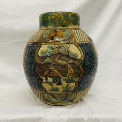 売約済【✨現品限り✨】小橋川永弘🌟龍　民家　一等彫刻文壺🌟小橋川陶器所　の画像