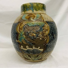 売約済【✨現品限り✨】小橋川永弘🌟龍　民家　一等彫刻文壺🌟小橋川...
