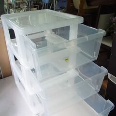 　3段プラスチックチェスト　キャスター付き　引き出し　収納ケース　プラチェストの画像