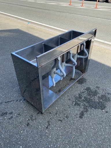 ☆中古品 3槽シンク 1200×450×925 包丁収納付き 厨房 厨房用品☆