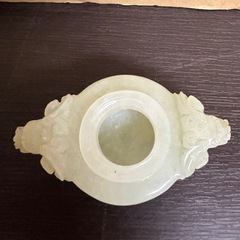 k1004617 中国美術 翡翠 香炉 獅子彫刻3本足香炉 唐物 翡翠 玉石製 獅子彫刻三足香炉 香道具  置物  香道具 骨董 美術品 現状品 中古品の画像