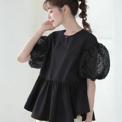 meraki ドットチュール袖　ペプラム