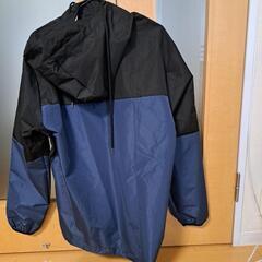 【終了しました】【未使用新品】黒と青ツートンのサウナスーツ仕様メンズジャケット/ジャンパー　アウター　長袖　薄手軽量防寒トップス風防付き　欧米Lサイズ　　イー 4の画像