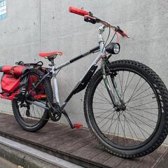 91 ツーリングMTB　26インチ　8段　キャリア・パニアバッグ付