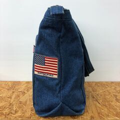 【679】トートバッグ ハンティング・ワールド デニムワッペン ブルー（W42cm×H35cm×D16cm）の画像