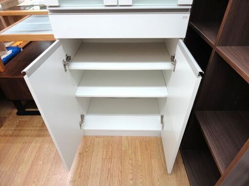  食器棚 高さ178×幅59.5×奥行40㎝ ニトリ収納棚 キャビネット ホワイト ガラス扉 引き出し付き 西岡店 