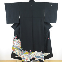 黒留袖 本場加賀友禅染 登恵弌 垣根に花 作家物 落款入 正絹 ...