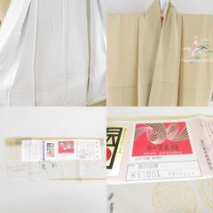 本加賀友禅 訪問着 奥田勝将 建物に草花文様 黄土色 作家物 落款入 証紙付き 正絹 袷 広衿 一つ紋 五三桐 フォーマル 本場加賀友禅染 身丈159cmの画像