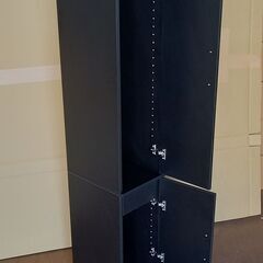 未使用訳あり スリムで機能的なすきま収納ラック　幅27　ブラック　キッチンストッカー　黒　スリム　薄型　棚　ミラー付き　隙間収納の画像