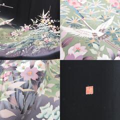 本加賀友禅 黒留袖 小田美知代 鶴に四季花文様 正絹 袷 広衿