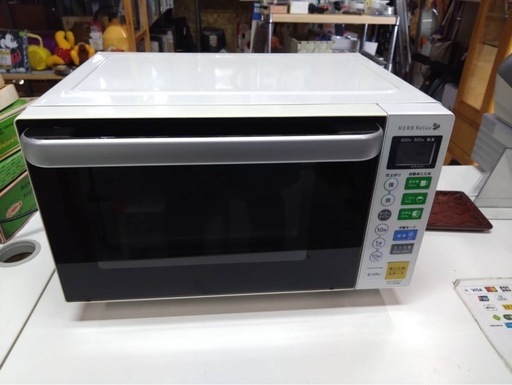 ● HerbRelax YMW-S18B1 フラット テーブル 電子レンジ 18L  ヘルツフリー /キッチンタイマー機能 2018年製 動作確認済 中古 美品 ③